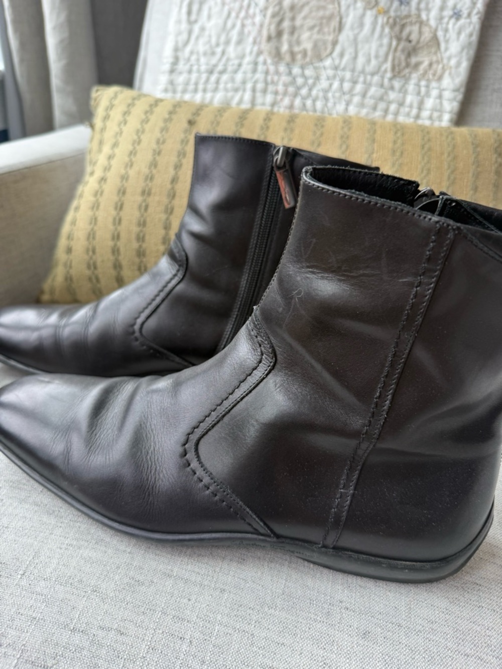 Salvatore Ferragamo Dark Brown Leather Zip Ankle Boots